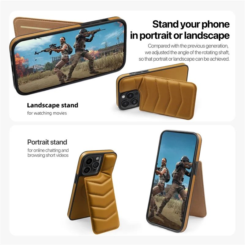 For iPhone 14 Pro Max Case Compatible with MagSafe RFID Blocking Card Slot Leather Back Cover - Brown