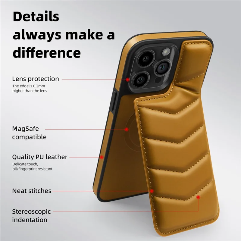 For iPhone 14 Pro Max Case Compatible with MagSafe RFID Blocking Card Slot Leather Back Cover - Brown