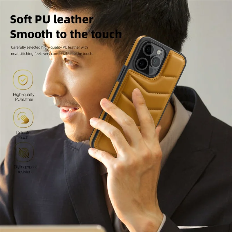 For iPhone 14 Pro Max Case Compatible with MagSafe RFID Blocking Card Slot Leather Back Cover - Brown