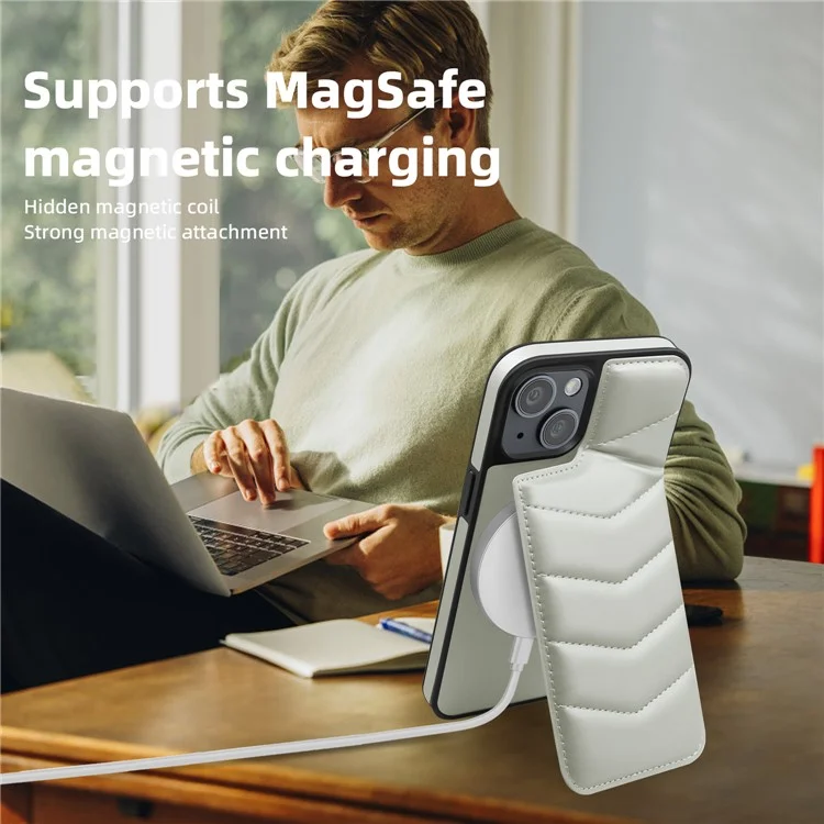 Per iPhone 14 Case Case Compatibile con MagSafe RFID Blocking Card Slot Custodia in pelle - Grigio