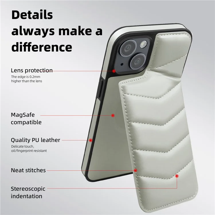 Per iPhone 14 Case Case Compatibile con MagSafe RFID Blocking Card Slot Custodia in pelle - Grigio