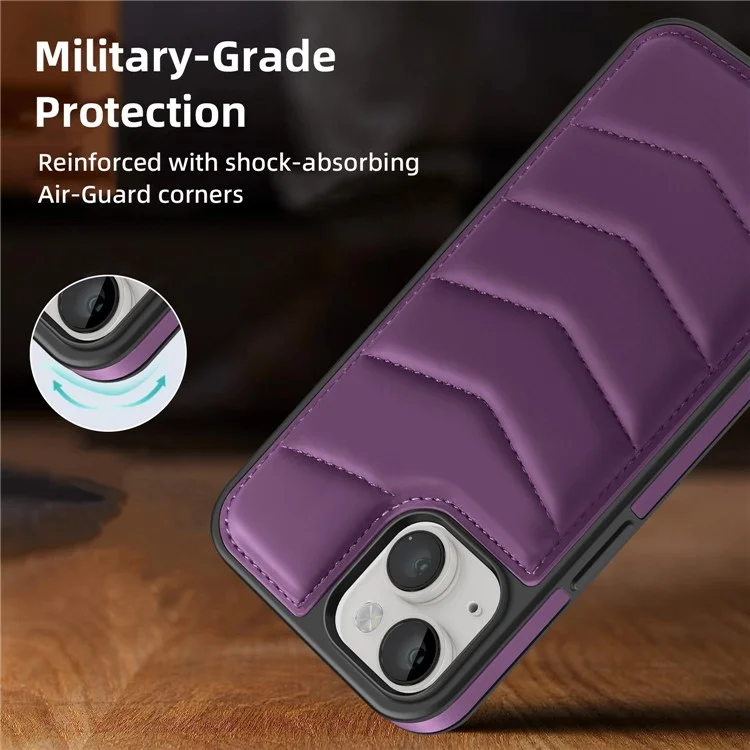 For iPhone 14 Plus Case Compatible with MagSafe RFID Blocking Card Slot Leather Back Cover - Purple