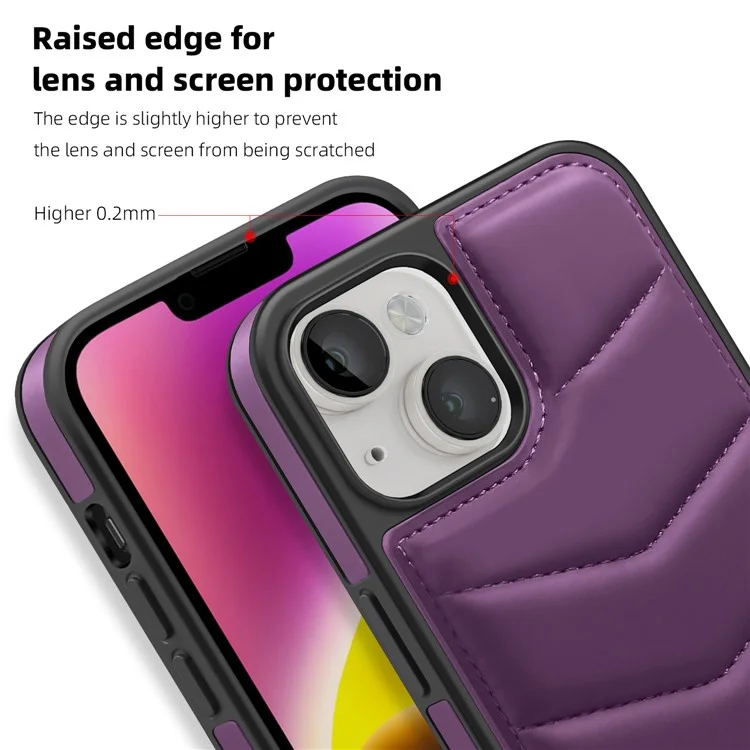 For iPhone 14 Plus Case Compatible with MagSafe RFID Blocking Card Slot Leather Back Cover - Purple