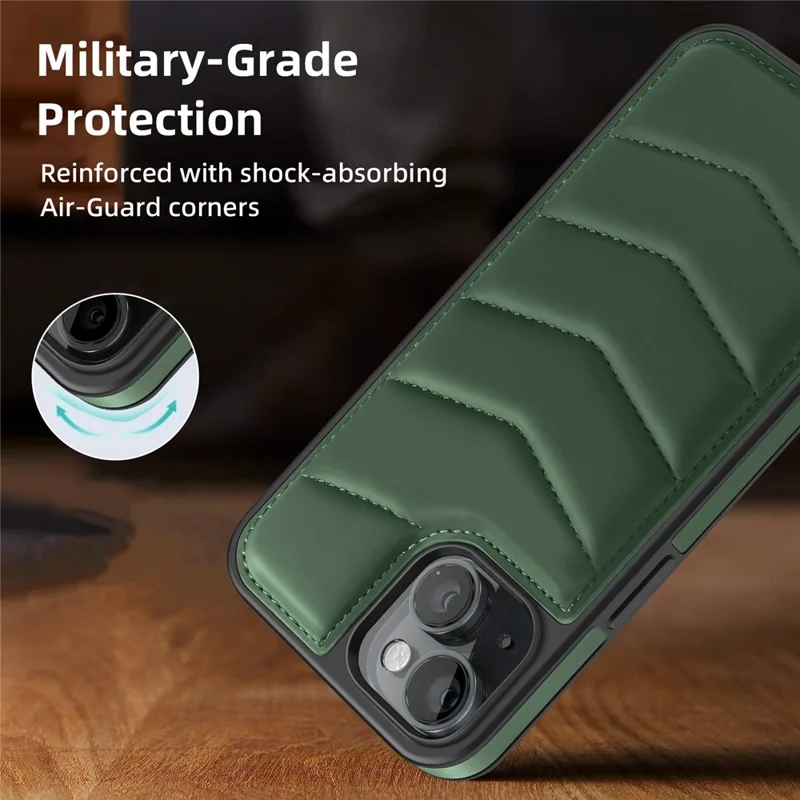 For iPhone 15 Plus Case Compatible with MagSafe RFID Blocking Card Slot Kickstand Phone Cover - Green