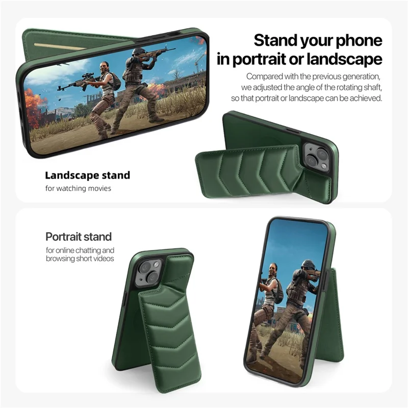 For iPhone 15 Plus Case Compatible with MagSafe RFID Blocking Card Slot Kickstand Phone Cover - Green