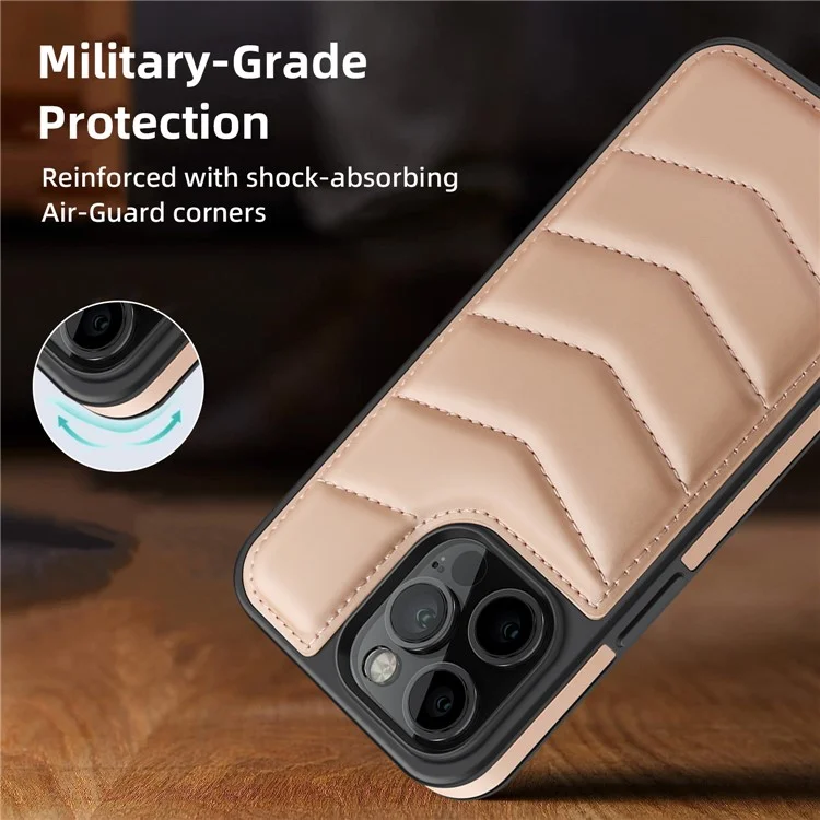 Für iPhone 15 Pro Max Magnetische Hülle RFID-blockierende Kartensteckplatz Ständer Leder Rückseite Handyhülle - Pink
