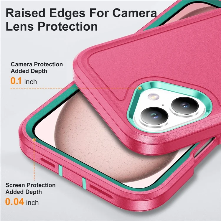 Per iPhone 16 Case PC+Silicone+EVA Supporto a Piedistallo a Prova di Caduta Custodia Telefonica - Rosa+Ciano Chiaro