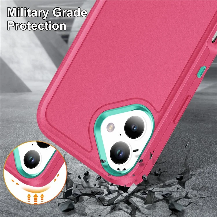 Per iPhone 16 Case PC+Silicone+EVA Supporto a Piedistallo a Prova di Caduta Custodia Telefonica - Rosa+Ciano Chiaro