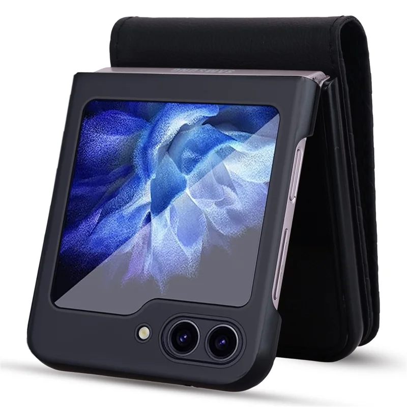 For Samsung Galaxy Z Flip7 FE 5G / Z Flip6 5G Case Rhombus Pattern Leather Phone Cover - Black