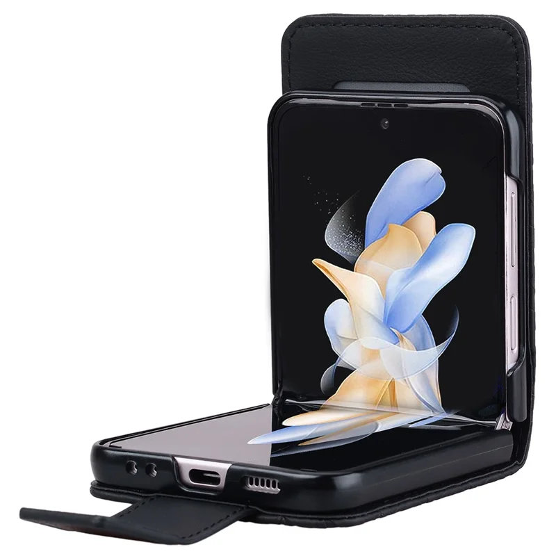 For Samsung Galaxy Z Flip7 FE 5G / Z Flip6 5G Case Rhombus Pattern Leather Phone Cover - Black