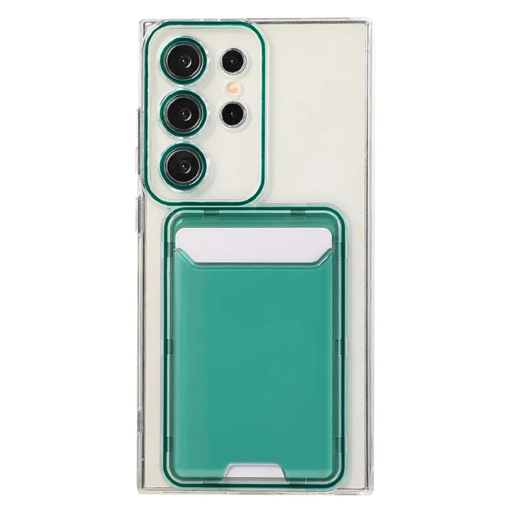 Pour Samsung Galaxy S22 Ultra 5G Étui Transparent TPU Porte-Carte Housse de Téléphone - Vert