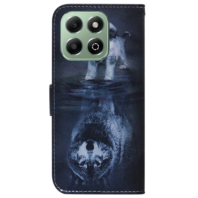 For Honor X6b 4G Case Pattern Print Leather Wallet Phone Cover - Dog and Wolf