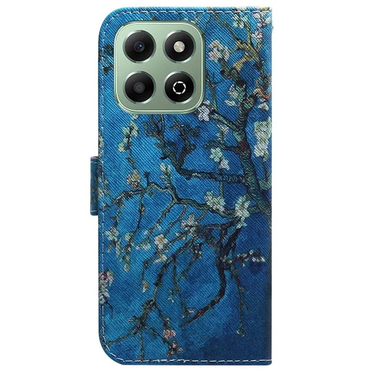 Für Honor X6b 4G Hülle Musteraufdruck Leder Brieftasche Handyhülle - Aprikosenblüten