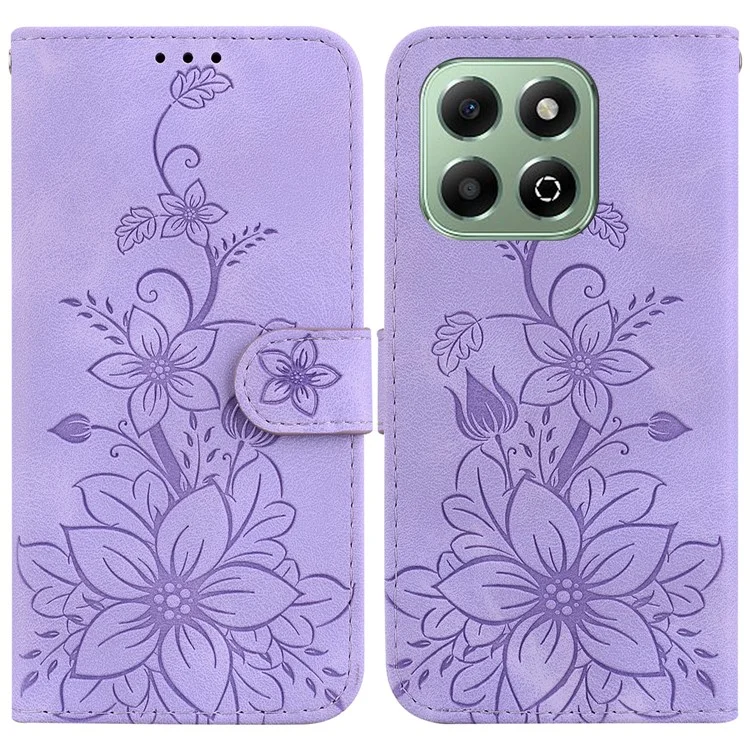 Для чести X6b 4G Stand Case Lily Flower Imprint Leather Phone Cover - Фиолетовый