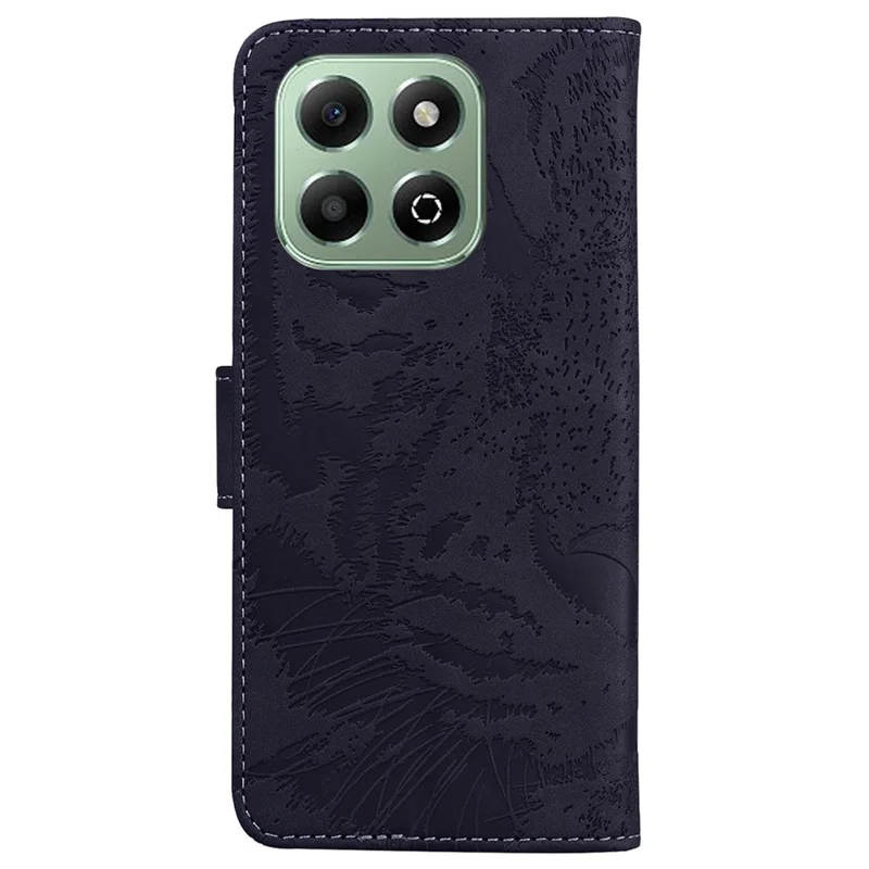 For Honor X6b 4G Wallet Case Tiger Imprint Leather Phone Cover - Black