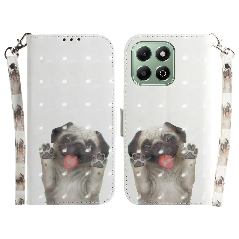 For Honor X6b 4G Stand Case Pattern Printing Leather Wallet Phone Cover - Pug