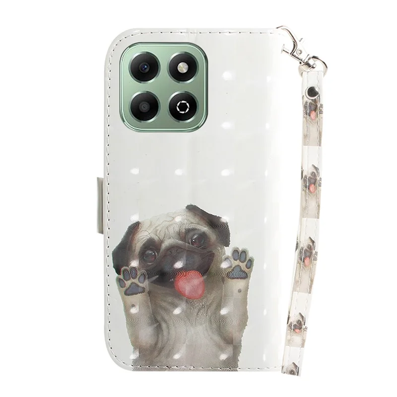 For Honor X6b 4G Stand Case Pattern Printing Leather Wallet Phone Cover - Pug