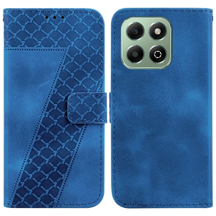 Pour Honor X6b 4G Case 7-Shaped Pattern Imprint Stand Leather Phone Cover - Bleu