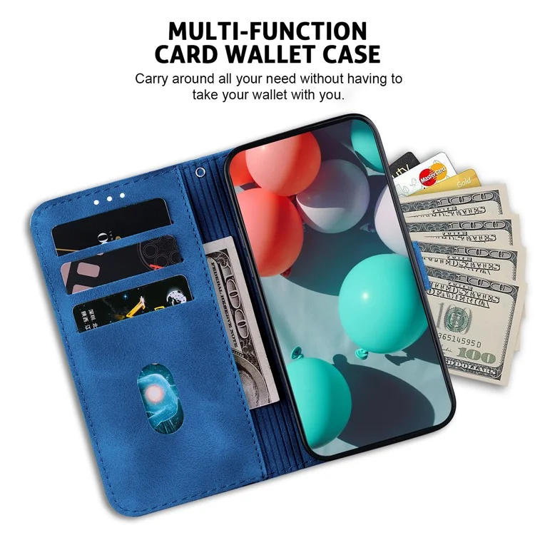 Pour Honor X6b 4G Case 7-Shaped Pattern Imprint Stand Leather Phone Cover - Bleu