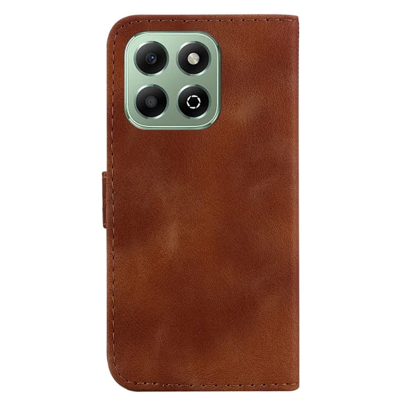 For Honor X6b 4G Case 7-Shaped Pattern Imprint Stand Leather Phone Cover - Brown