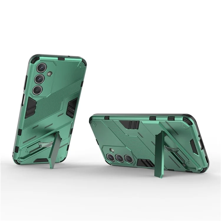 Чехол для Samsung Galaxy M35 5G PC+TPU с ударопрочной защитой и подставкой - зеленый