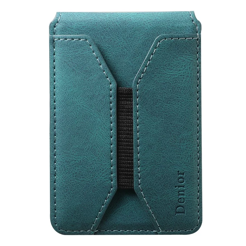 DENIOR V11 Magnetic Card Holder V-Shape Design Skin-Touch Leather Phone Card Bag - Green