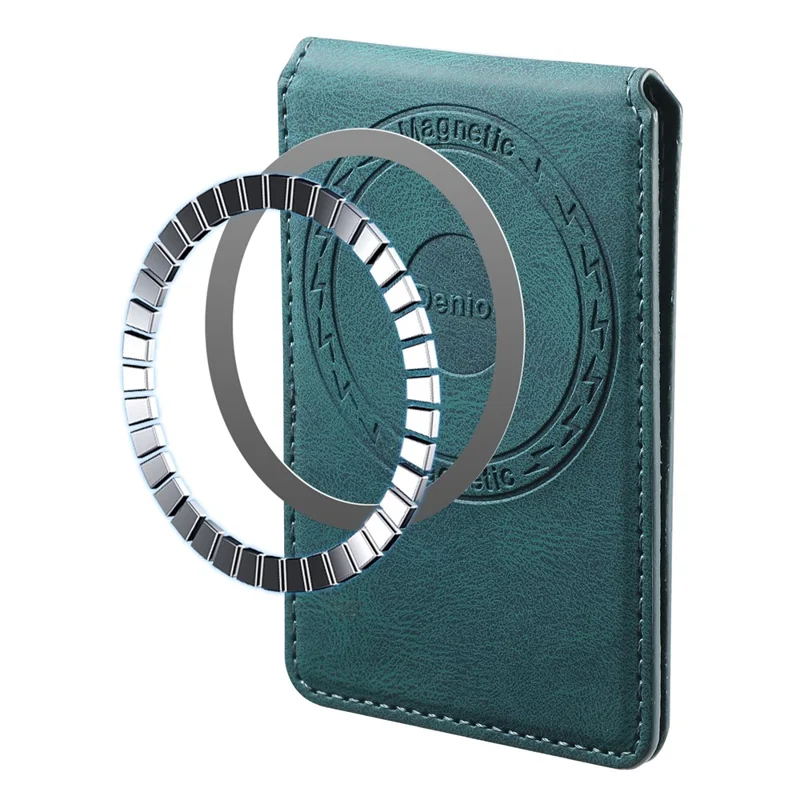 DENIOR V11 Magnetic Card Holder V-Shape Design Skin-Touch Leather Phone Card Bag - Green