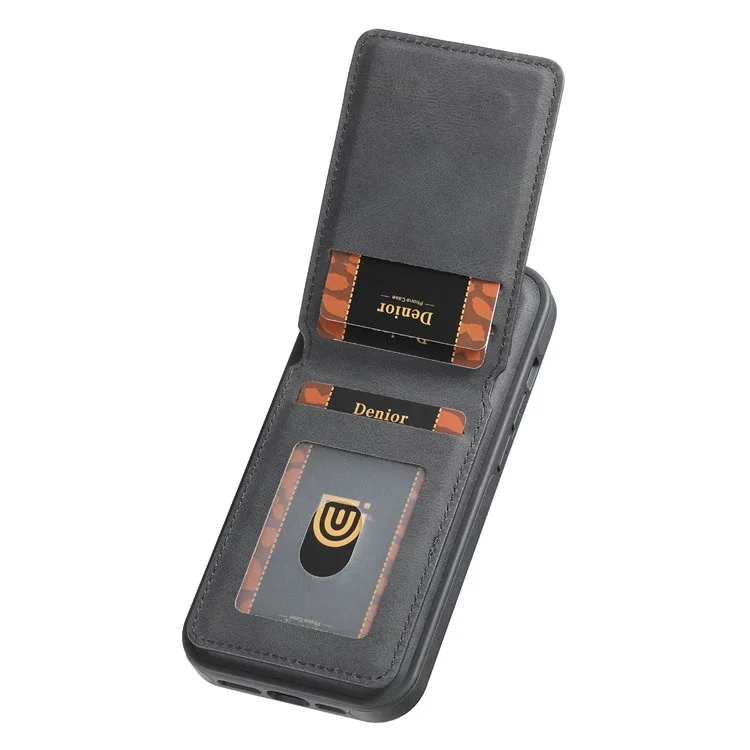 DENIOR D17 Pour étui iPhone 15 Pro Max Compatible avec MagSafe Sac Porte-cartes Housse de téléphone - Noir