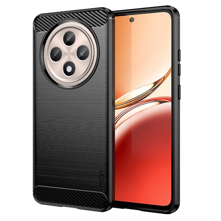 MOFI JK TPU Série-1 Pour Oppo Reno12 F 4G / 5G Étui Texture Fibre de Carbone TPU Soft Phone Cover - Noir
