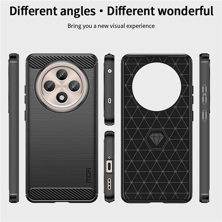 MOFI JK TPU Série-1 Pour Oppo Reno12 F 4G / 5G Étui Texture Fibre de Carbone TPU Soft Phone Cover - Noir