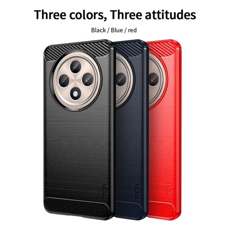 MOFI JK TPU Série-1 Pour Oppo Reno12 F 4G / 5G Étui Texture Fibre de Carbone TPU Soft Phone Cover - Noir