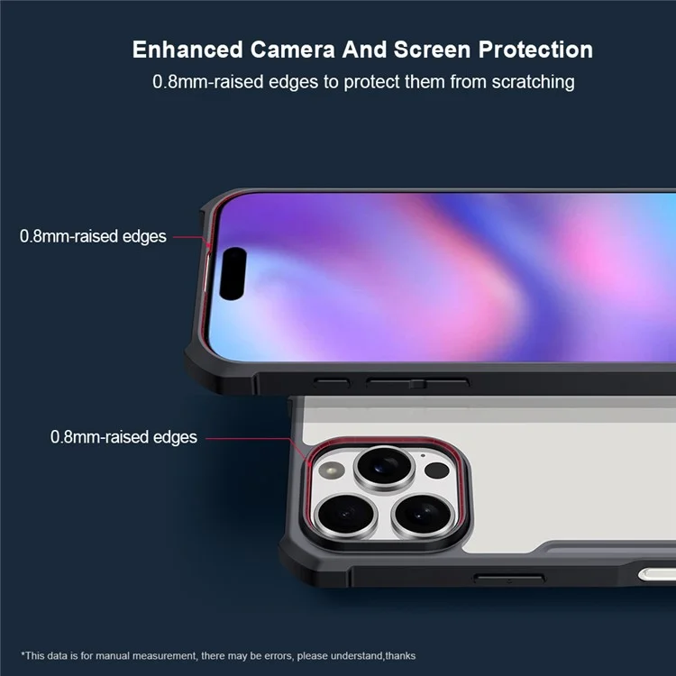 Achat groupé XUNDD pour étui iPhone 16 Pro Étui TPU+Acrylique Panneau arrière transparent