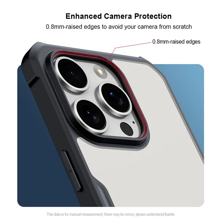 XUNDD Pour iPhone 16 Pro Étui Hybride TPU + Acrylique Transparent Antichoc