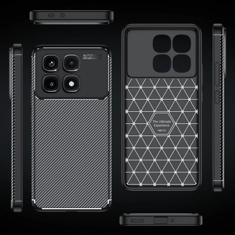 Para o Xiaomi Redmi K70 Ultra Case Fibra de Carbono Textura TPU Capa de Telefone Dissipação de Calor