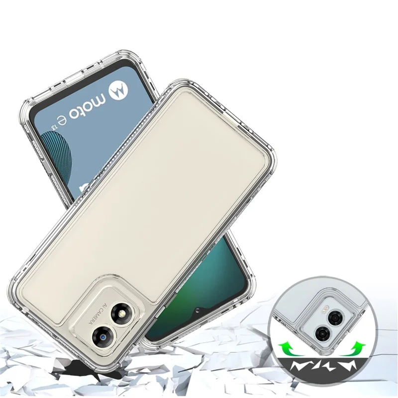 Per Motorola Moto E13 4G Case PC+TPU Anti-Drop Custodia Telefonica Trasparente