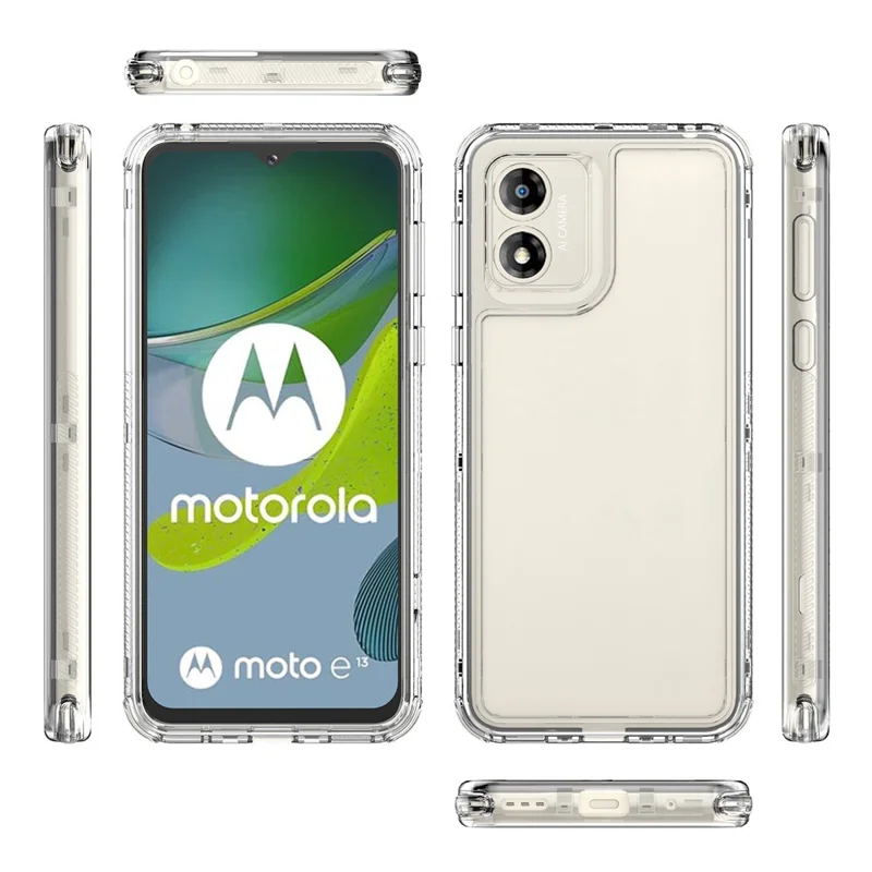 Per Motorola Moto E13 4G Case PC+TPU Anti-Drop Custodia Telefonica Trasparente