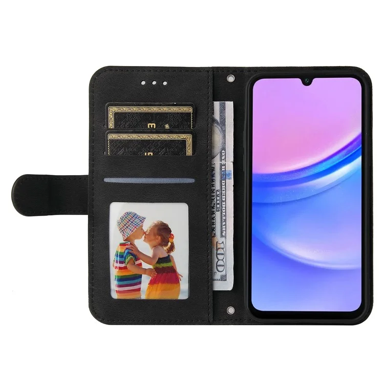 Для Samsung Galaxy A16 5G / A16 4G Чехол-кошелек Кожа-Касание PU Кожаный Чехол для Телефона - Черный