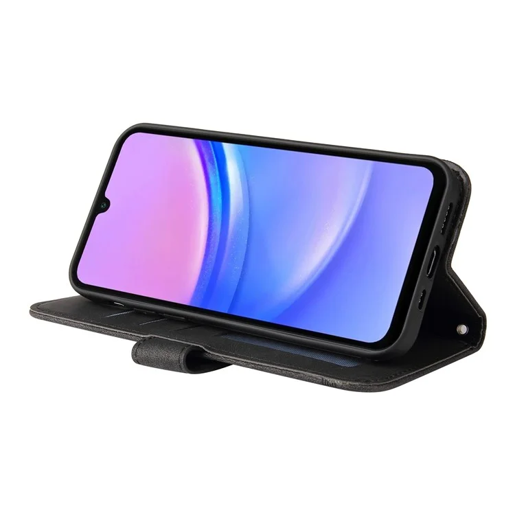 Для Samsung Galaxy A16 5G / A16 4G Чехол-кошелек Кожа-Касание PU Кожаный Чехол для Телефона - Черный