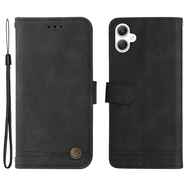 Para Samsung Galaxy A06 Case Wallet Skin-Touch PU Leather Phone Cover - Black