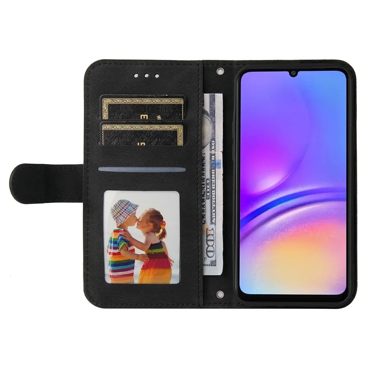 Para Samsung Galaxy A06 Case Wallet Skin-Touch PU Leather Phone Cover - Black