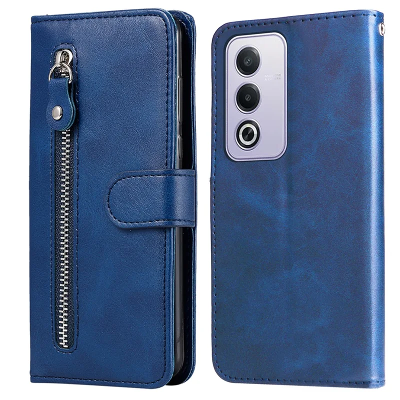 For Oppo A3 Pro (Global) 5G  /  (India) 5G Case Zipper Wallet Calf Texture PU Leather Phone Cover - Blue
