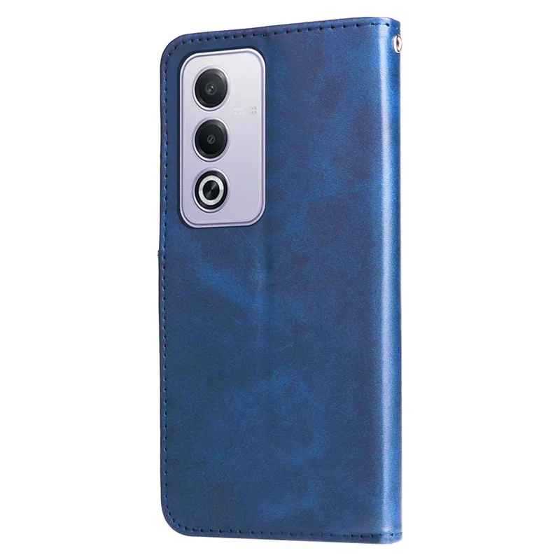 For Oppo A3 Pro (Global) 5G  /  (India) 5G Case Zipper Wallet Calf Texture PU Leather Phone Cover - Blue