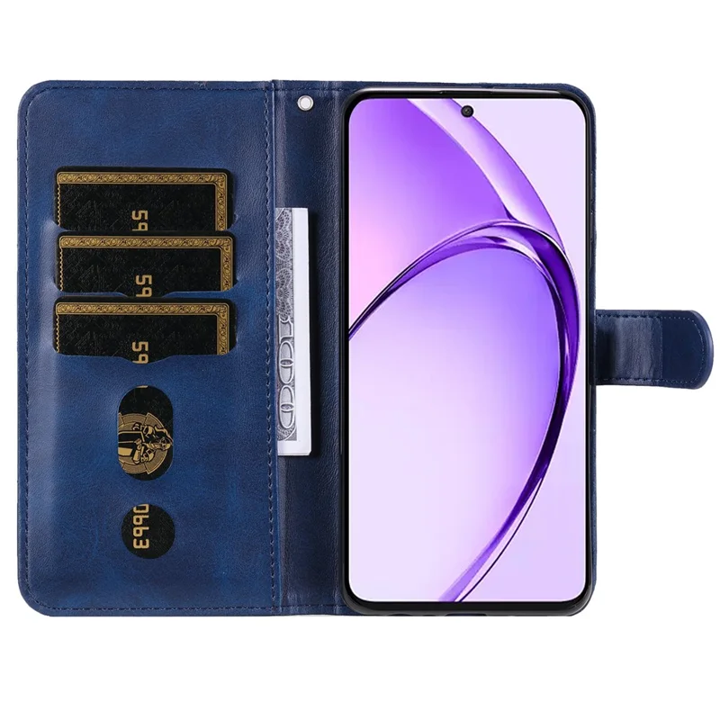 For Oppo A3 Pro (Global) 5G  /  (India) 5G Case Zipper Wallet Calf Texture PU Leather Phone Cover - Blue