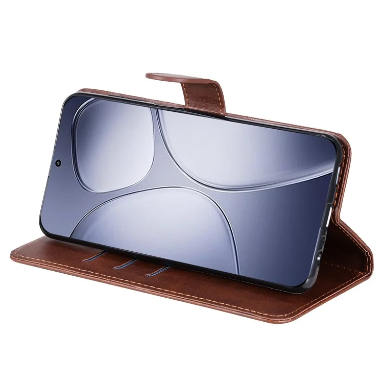Pour étui Xiaomi Redmi K70 Ultra Zipper Wallet Calf Texture PU Leather Phone Cover - Marron