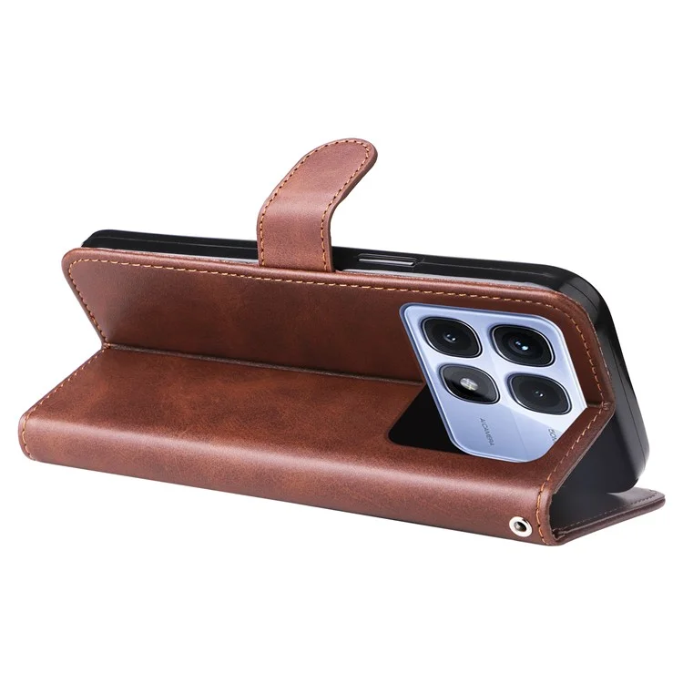 Pour étui Xiaomi Redmi K70 Ultra Zipper Wallet Calf Texture PU Leather Phone Cover - Marron