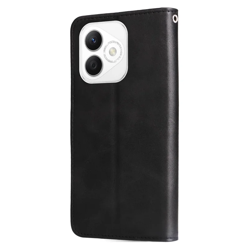 For Honor X60i 5G Case Zipper Wallet Calf Texture PU Leather Phone Cover - Black
