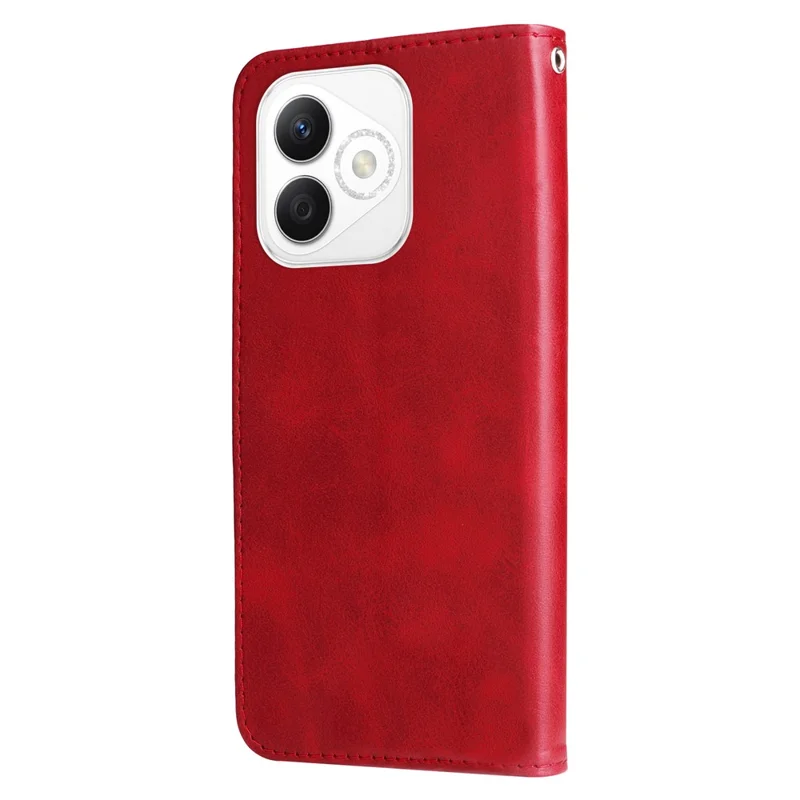 For Honor X60i 5G Case Zipper Wallet Calf Texture PU Leather Phone Cover - Red