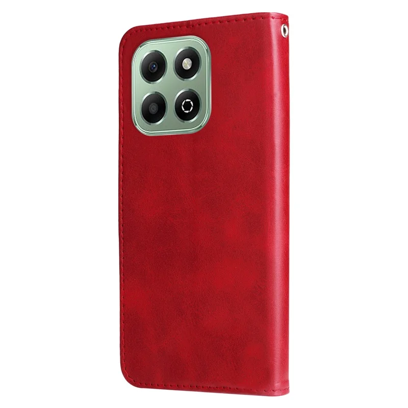 For Honor X6c 4G / X6b 4G Case Zipper Wallet Calf Texture PU Leather Phone Cover - Red