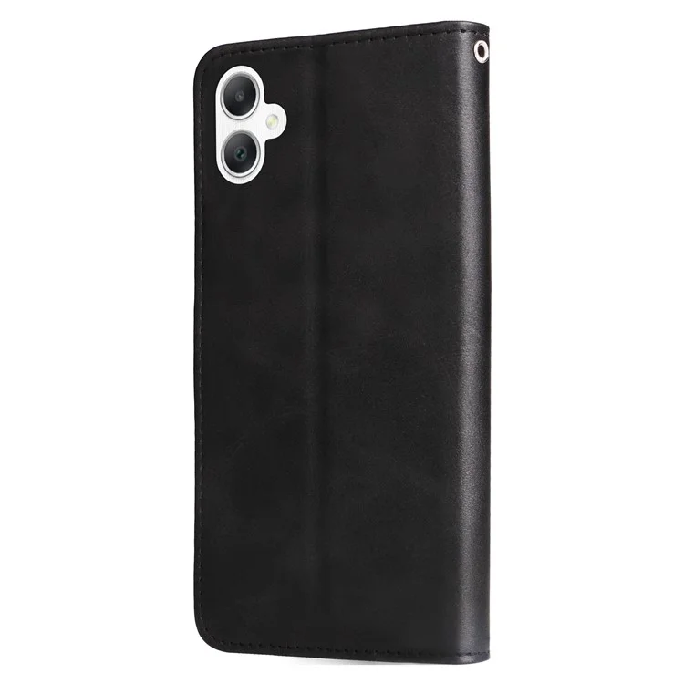 Für Samsung Galaxy A06 Case Zipper Wallet Kalbsleder Textur PU Leder Handyhülle - Schwarz