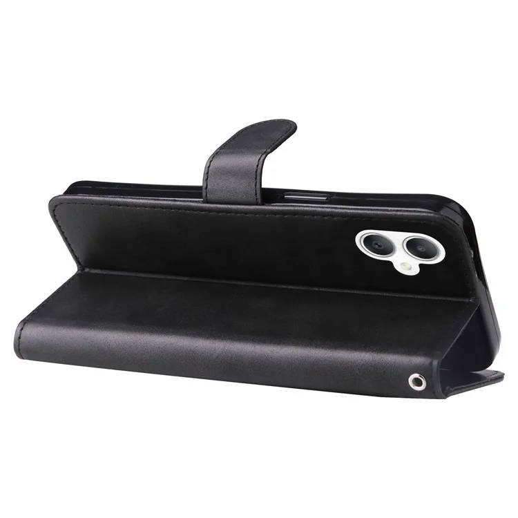 Für Samsung Galaxy A06 Case Zipper Wallet Kalbsleder Textur PU Leder Handyhülle - Schwarz